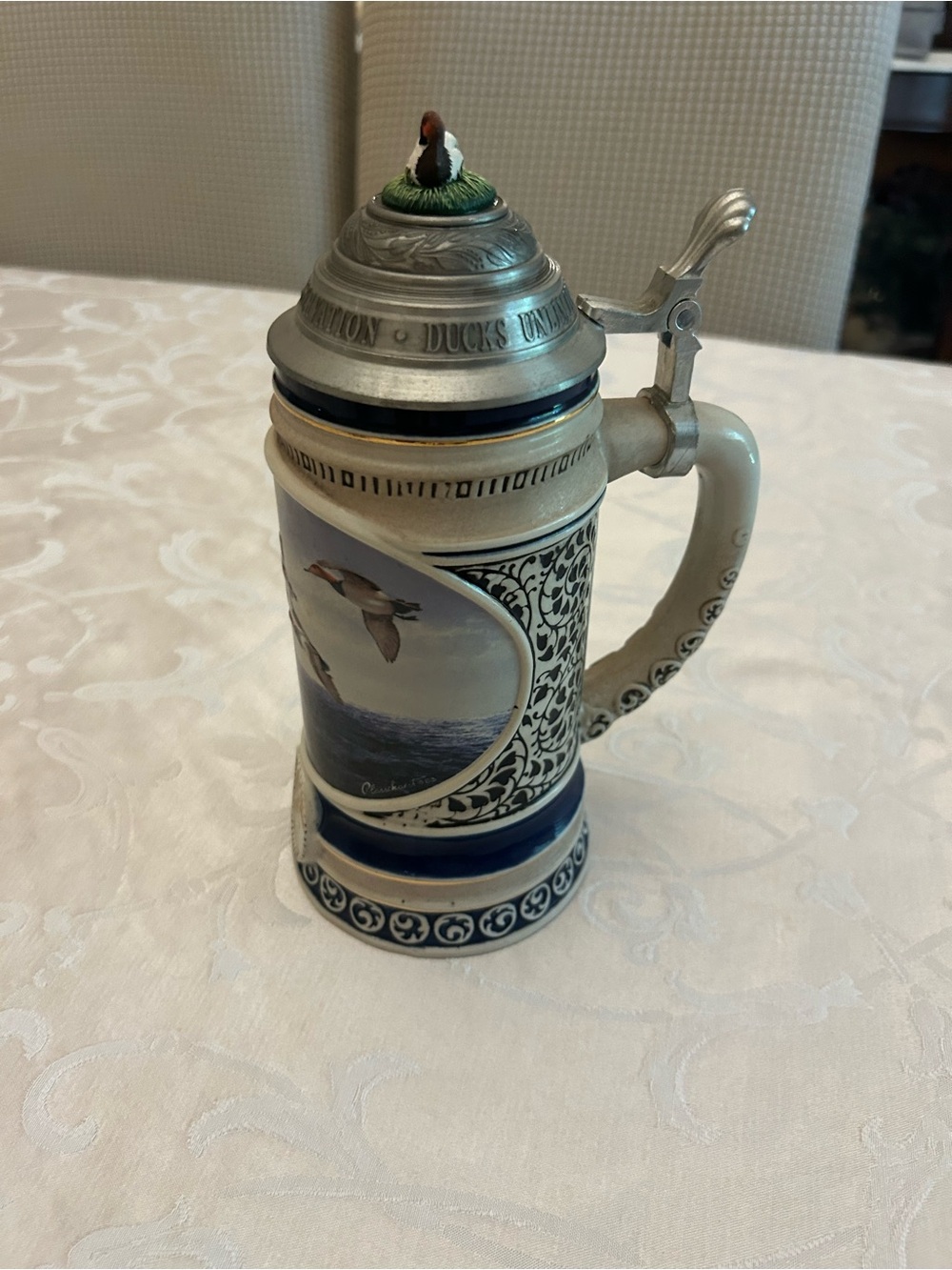Ceramic Ducks unlimited canvasbacks beer stein